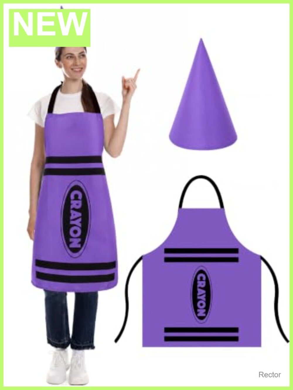 Crayon Costume Set with Apron and Cone Hat Adult Halloween Party